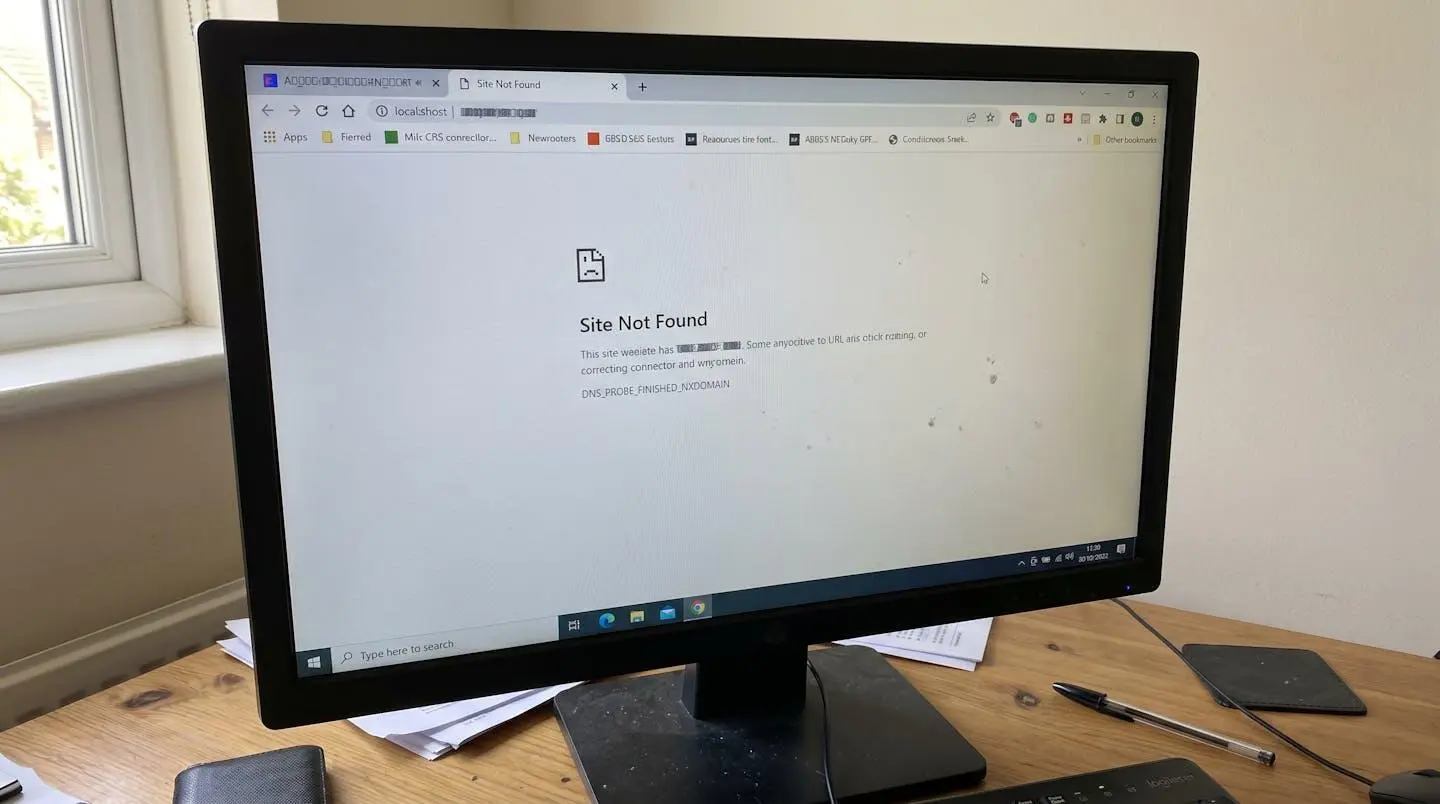 Gros plan sur des doigts tapant une adresse web sur le clavier rétroéclairé d'un ordinateur portable, avec un écran flouté en arrière-plan